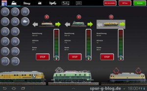 Am Tablet lassen sich bis zu drei Loks gleichzeitig steuern - Quelle: Wolfgang Marschmann [b]