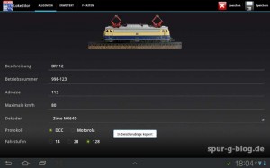 Das Verwalten von Lokomotiven ist natürlich am Tablet einfacher als beim Handregler - Quelle: Wolfgang Marschmann [b]